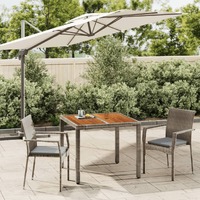  3 Piece Garden Dining Set with Cushions Grey Poly Rattan