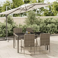  5 Piece Garden Dining Set with Cushions Grey Poly Rattan