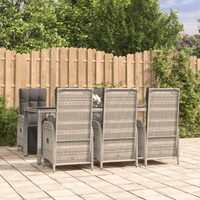  7 Piece Garden Dining Set with Cushions Grey Poly Rattan
