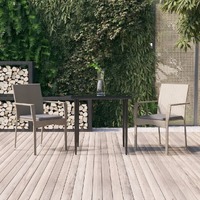  3 Piece Garden Dining Set with Cushions Black and Grey Poly Rattan