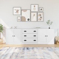  Sideboards 3 pcs White Engineered Wood