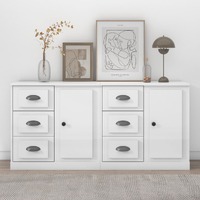  Sideboards 2 pcs High Gloss White Engineered Wood