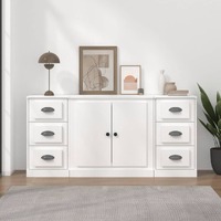  Sideboards 3 pcs White Engineered Wood