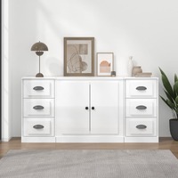  Sideboards 3 pcs High Gloss White Engineered Wood