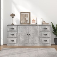  Sideboards 3 pcs Concrete Grey Engineered Wood