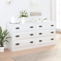  Sideboards 2 pcs High Gloss White Engineered Wood