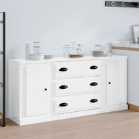 Sideboards 3 pcs High Gloss White Engineered Wood