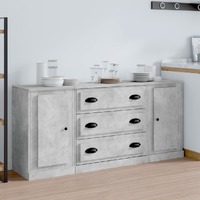  Sideboards 3 pcs Concrete Grey Engineered Wood