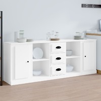  Sideboards 3 pcs White Engineered Wood