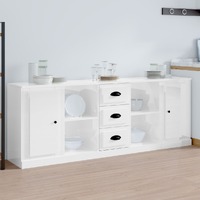  Sideboards 3 pcs High Gloss White Engineered Wood