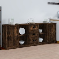  Sideboards 3 pcs Smoked Oak Engineered Wood