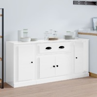  Sideboards 3 pcs High Gloss White Engineered Wood