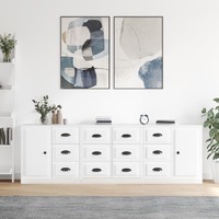  Sideboards 3 pcs High Gloss White Engineered Wood