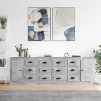  Sideboards 3 pcs Concrete Grey Engineered Wood