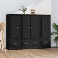  Highboards 3 pcs Black Engineered Wood