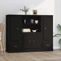  Highboards 3 pcs Black Engineered Wood