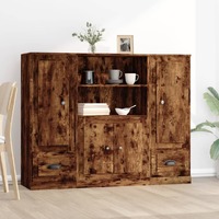  Highboards 3 pcs Smoked Oak Engineered Wood