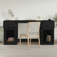  Desk with Cabinet Black Engineered Wood
