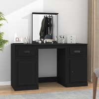  Dressing Table with Mirror Black 130x50x132.5 cm