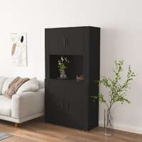  Highboard Black Engineered Wood