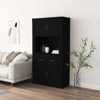  Highboard Black Engineered Wood