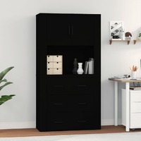  Highboard Black Engineered Wood