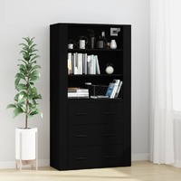  Highboard Black Engineered Wood