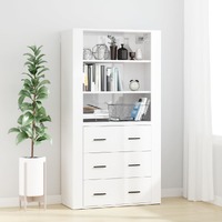  Highboard High Gloss White Engineered Wood