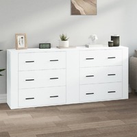  Sideboards 2 pcs White Engineered Wood