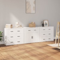 Sideboards 3 pcs White Engineered Wood