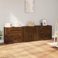  Sideboards 3 pcs Brown Oak Engineered Wood