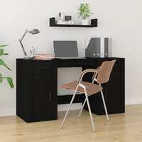  Desk with Cabinet Black Engineered Wood