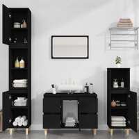  3 Piece Bathroom Furniture Set Black Engineered Wood