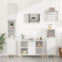  3 Piece Bathroom Furniture Set High Gloss White Engineered Wood