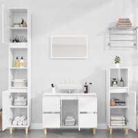  4 Piece Bathroom Furniture Set High Gloss White Engineered Wood