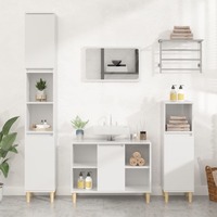 4 Piece Bathroom Furniture Set High Gloss White Engineered Wood