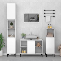  4 Piece Bathroom Furniture Set White Engineered Wood