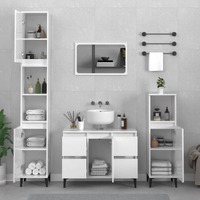  2 Piece Bathroom Furniture Set High Gloss White Engineered Wood
