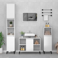 2 Piece Bathroom Furniture Set High Gloss White Engineered Wood