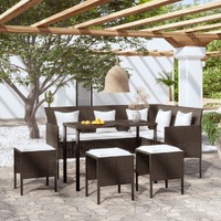 5 Piece L-shaped Couch Sofa Set with Cushions Poly Rattan Brown