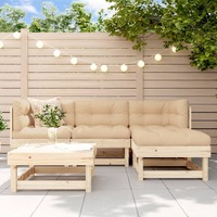  5 Piece Garden Lounge Set with Cushions Solid Wood