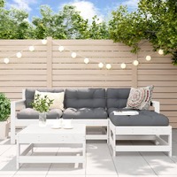  5 Piece Garden Lounge Set with Cushions White Solid Wood