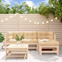  5 Piece Garden Lounge Set with Cushions Solid Wood