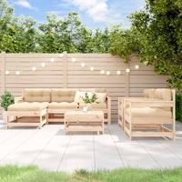  7 Piece Garden Lounge Set with Cushions Solid Wood
