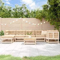  8 Piece Garden Lounge Set with Cushions Solid Wood