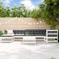  8 Piece Garden Lounge Set with Cushions White Solid Wood