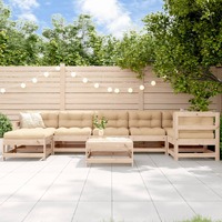  8 Piece Garden Lounge Set with Cushions Solid Wood