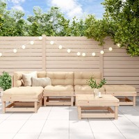  6 Piece Garden Lounge Set with Cushions Solid Wood