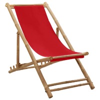  Deck Chair Bamboo and Canvas Red