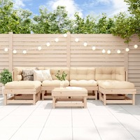  7 Piece Garden Lounge Set with Cushions Solid Wood